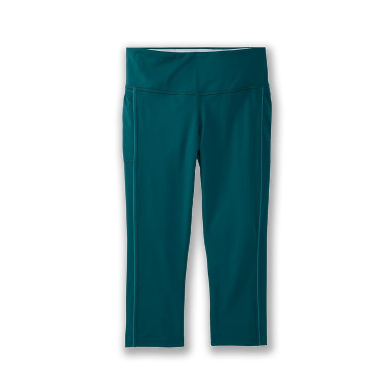 Brooks Greenlight Capri Running Pants - Women's - Deep Sea Blue/DarkCyan (28750-ZLOI)